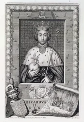 Richard II (1367-1400) Englands kung 1377-99, efter en målning i Westminster Abbey, graverad av konstnären